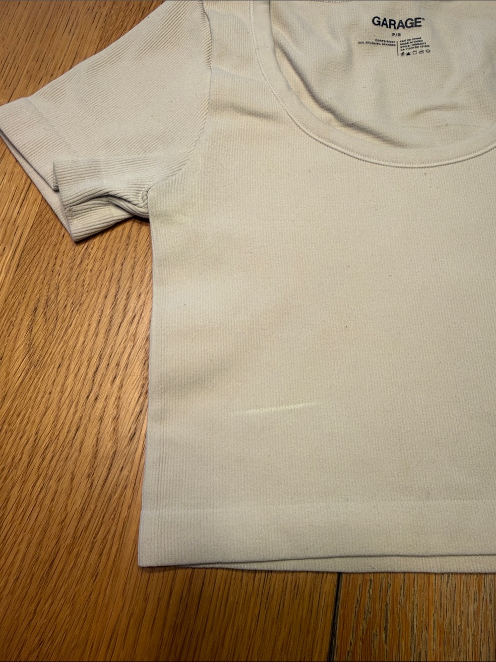 Garage White Ribbed Scoop Neck Crop Tee - Picture 3 of 4